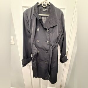 Women's New York and Company Black Belted Trench Coat